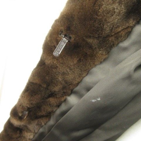 ノーブランド ファーコート シェアードミンク 毛皮 ロング丈 13 XL 茶