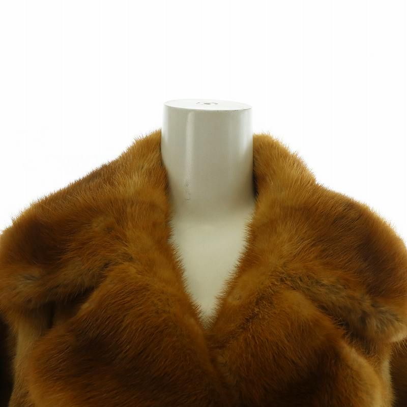 ノーブランド ファーコート アウター 毛皮 ミンク ロング 茶色