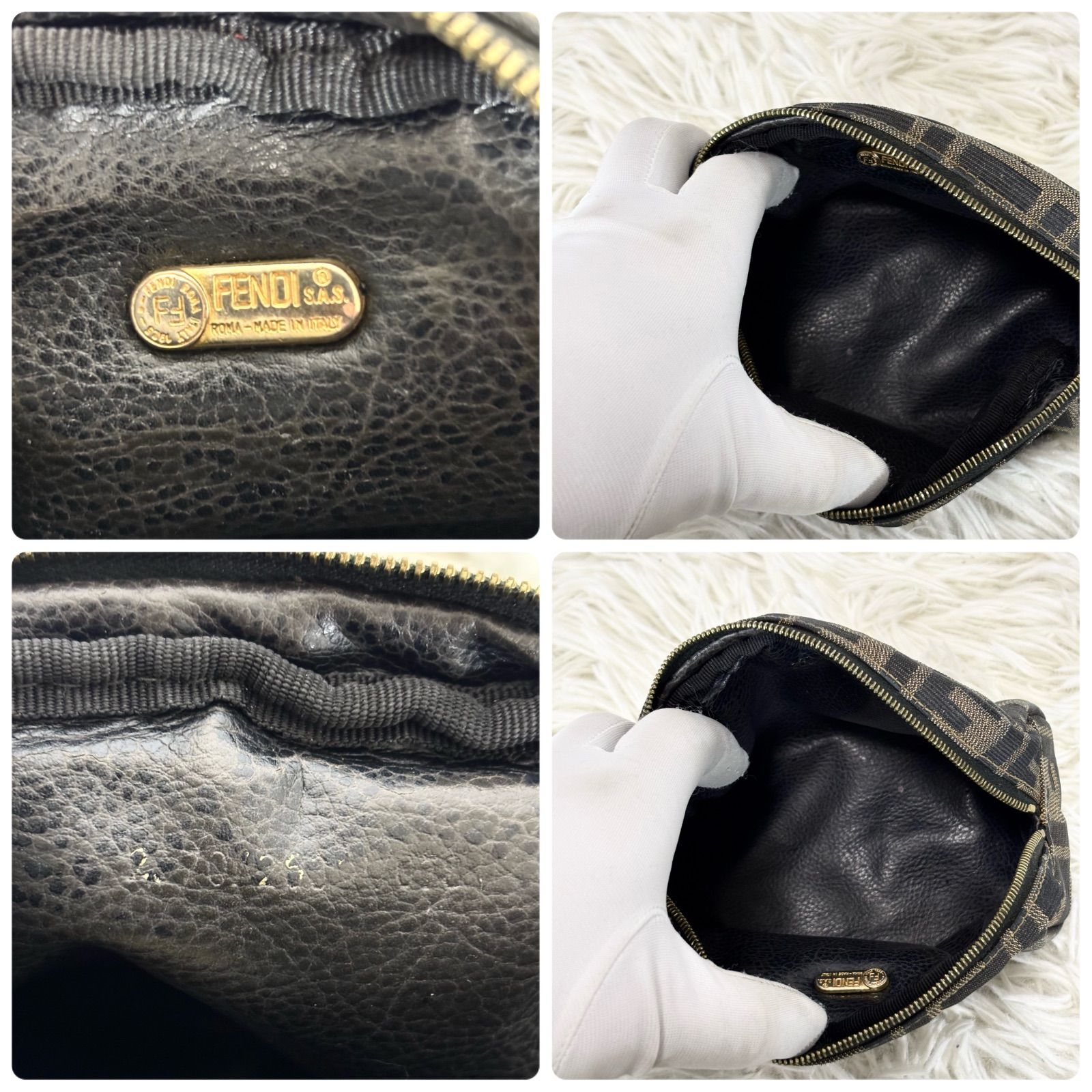 ヴィンテージ✨FENDI フェンディ ズッカ柄 ポーチ アクセサリーポーチ