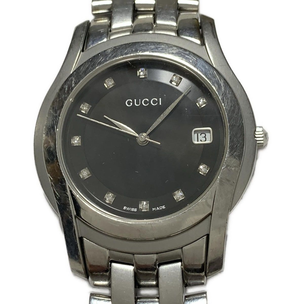 GUCCI(グッチ) 腕時計 - 5500M メンズ ダイヤインデックス 黒 - メルカリ