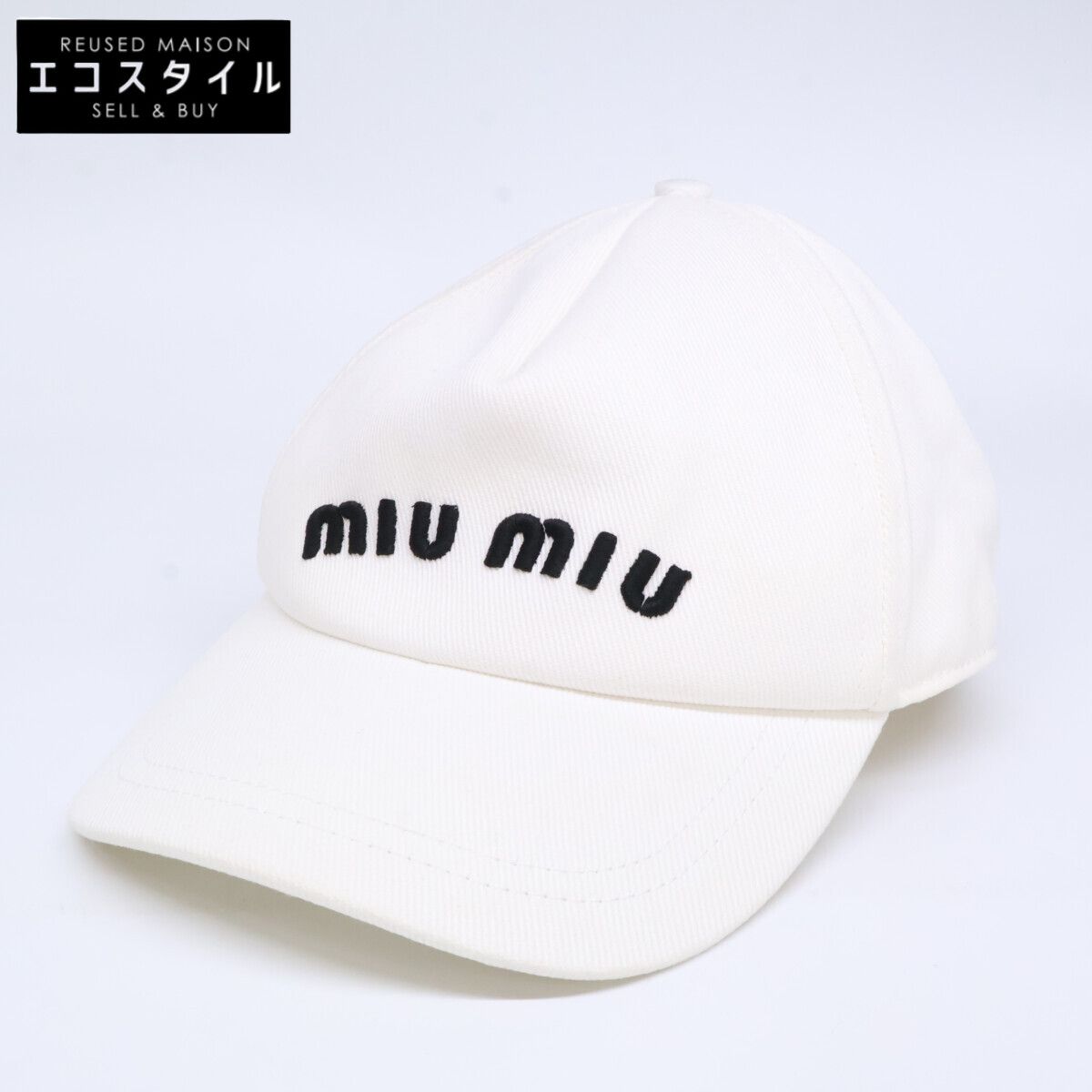 MIUMIU ミュウミュウ miumiu キャップ M 5HC179 - ウール グレー×白 