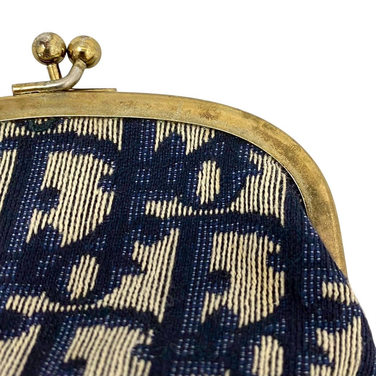 M【Dior】がま口 コインケース キャンバス トロッター ネイビー 小銭