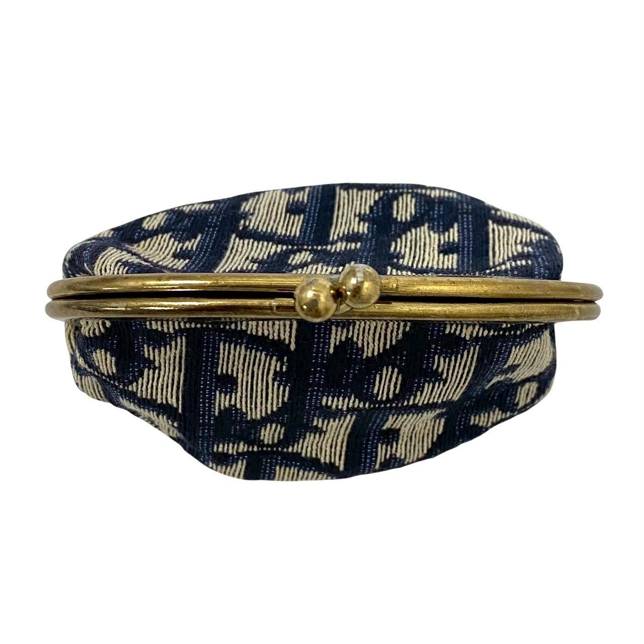 M【Dior】がま口 コインケース キャンバス トロッター ネイビー 小銭