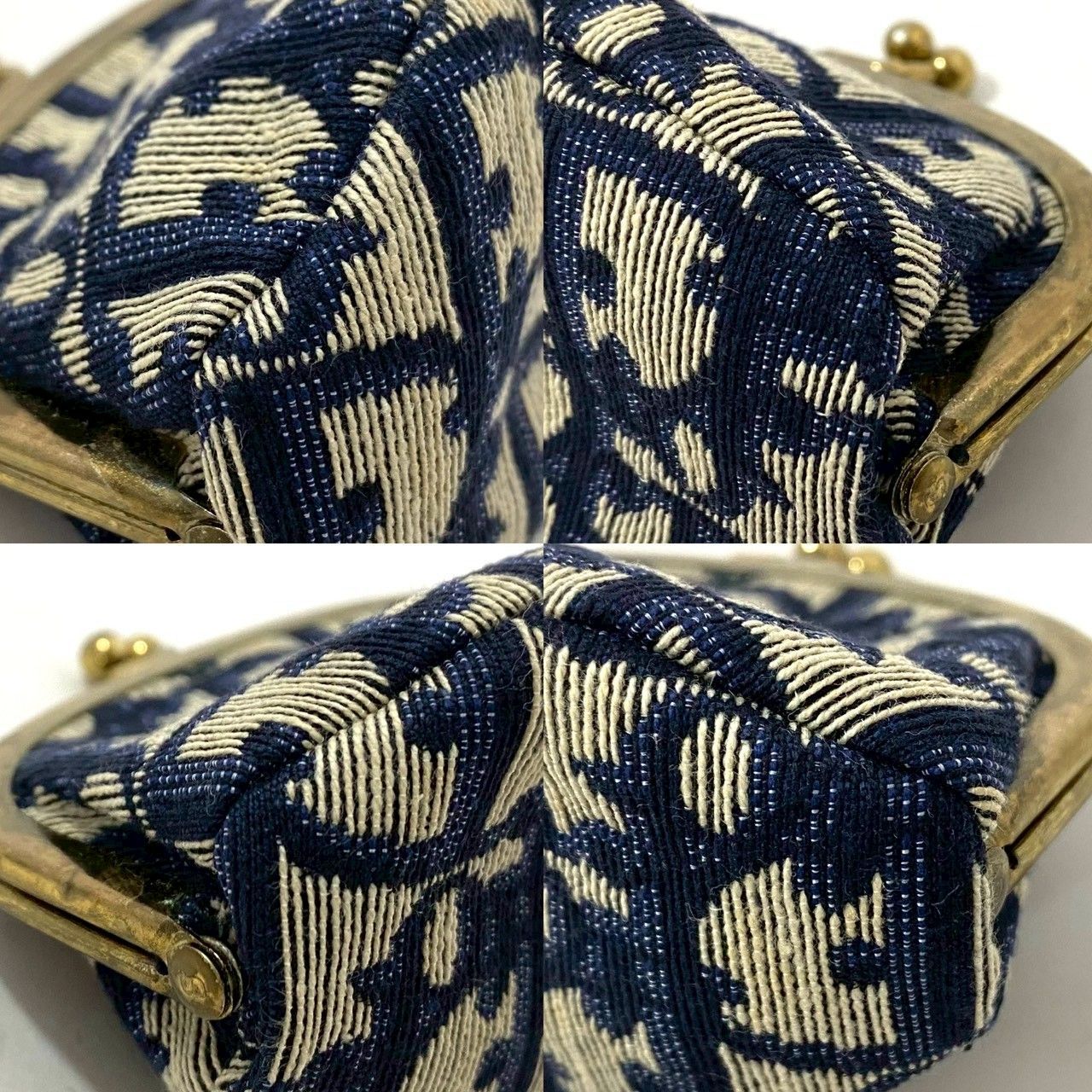 M【Dior】がま口 コインケース キャンバス トロッター ネイビー 小銭