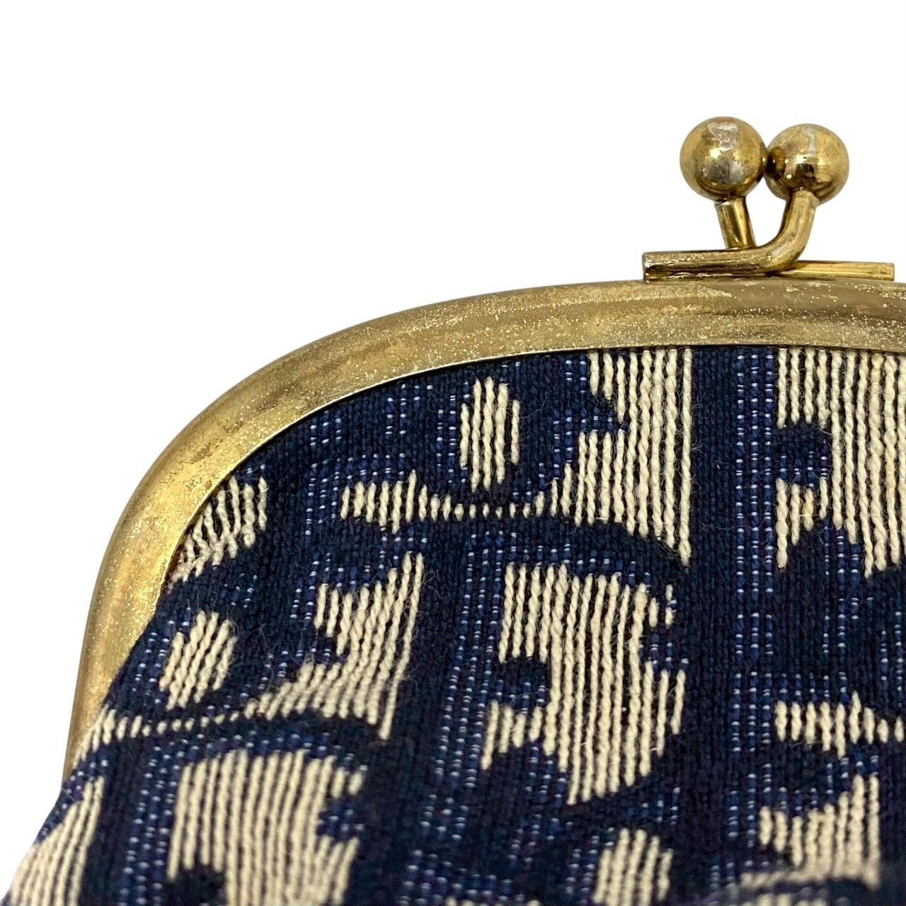 M【Dior】がま口 コインケース キャンバス トロッター ネイビー 小銭