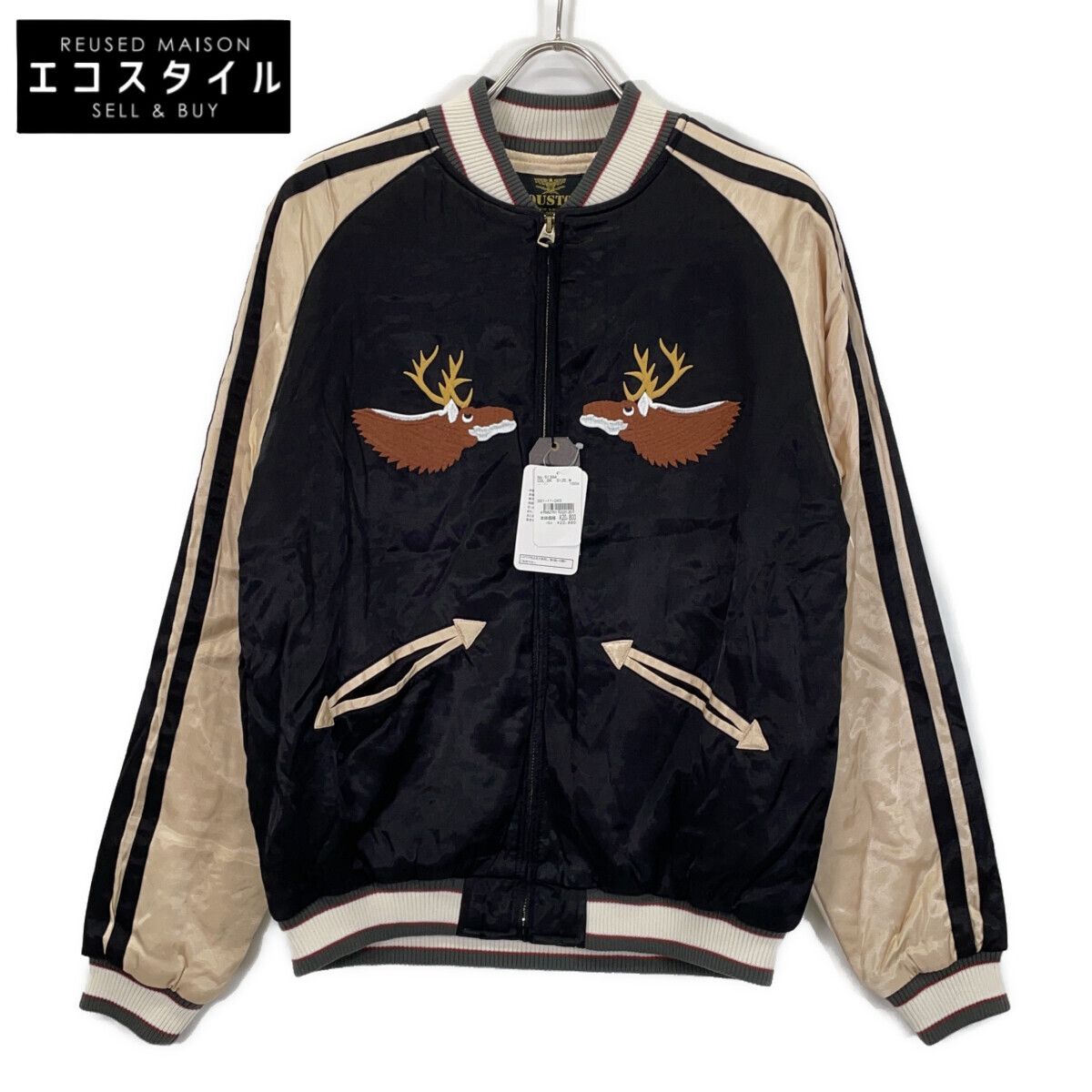 新品 ヒューストン スカジャン 黒 別珍 SOUVENIR JACKET メンズ