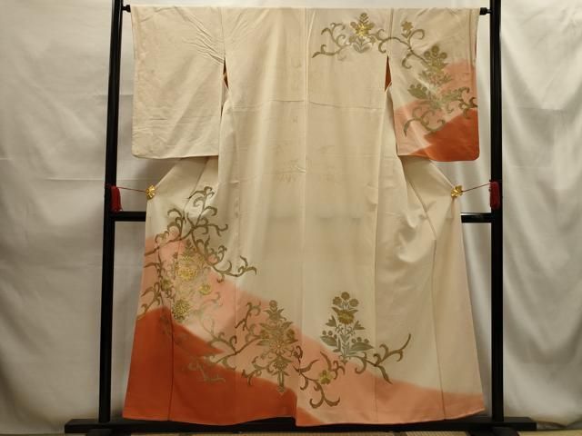 平和屋着物□訪問着 花唐草文 暈し染め 金糸 金彩 正絹 逸品