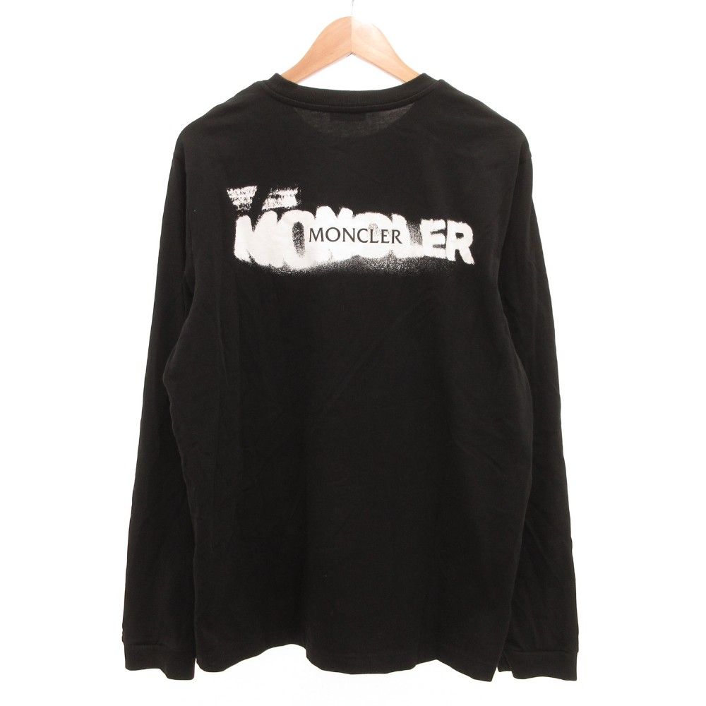 モンクレール MONCLER Tシャツ ロンT バックプリント 長袖 ロゴ XL 黒 