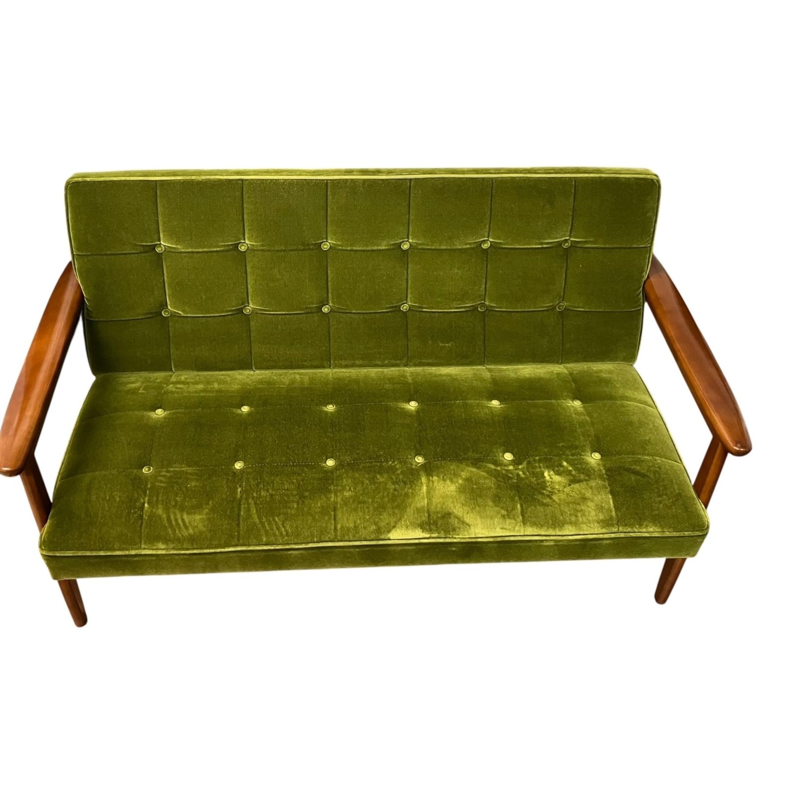 カリモク60 Kチェア 2シーター モケットグリーン 2人掛けソファ 木製フレーム 幅約130cm2350660 2350660