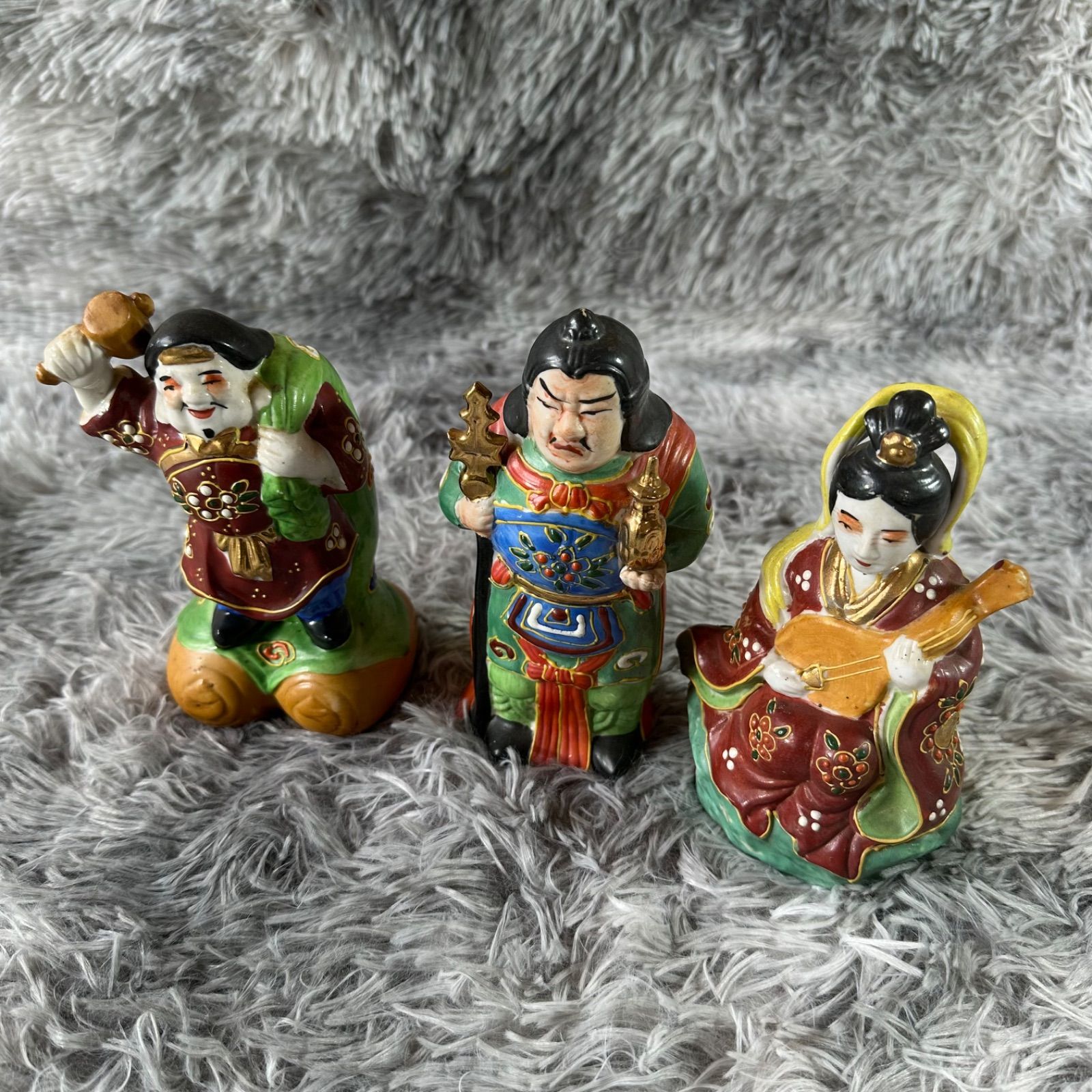 七福神 陶器人形 恵比寿 毘沙門天 弁財天 3体セット YS26B-207