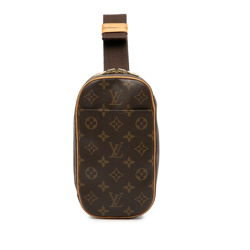 ルイ ヴィトン モノグラム ポシェットガンジュ ボディバッグ ウエストバッグ M51870 ブラウン PVC レザー メンズ LOUIS VUITTON【1-0256075】