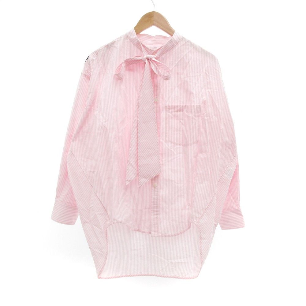 バレンシアガ BALENCIAGA ボウタイ ロングシャツ 長袖 ストライプ 
