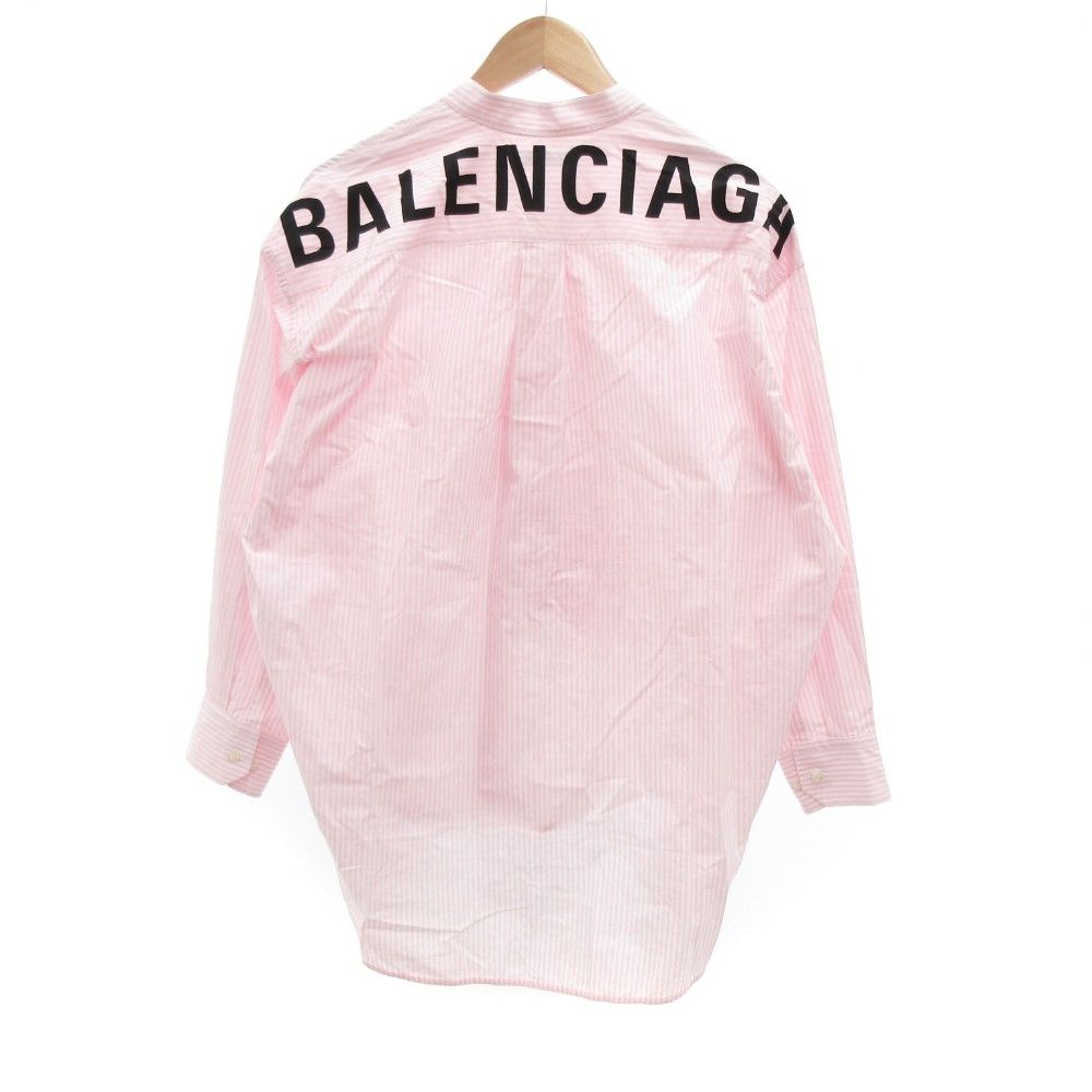 バレンシアガ BALENCIAGA ボウタイ ロングシャツ 長袖 ストライプ 