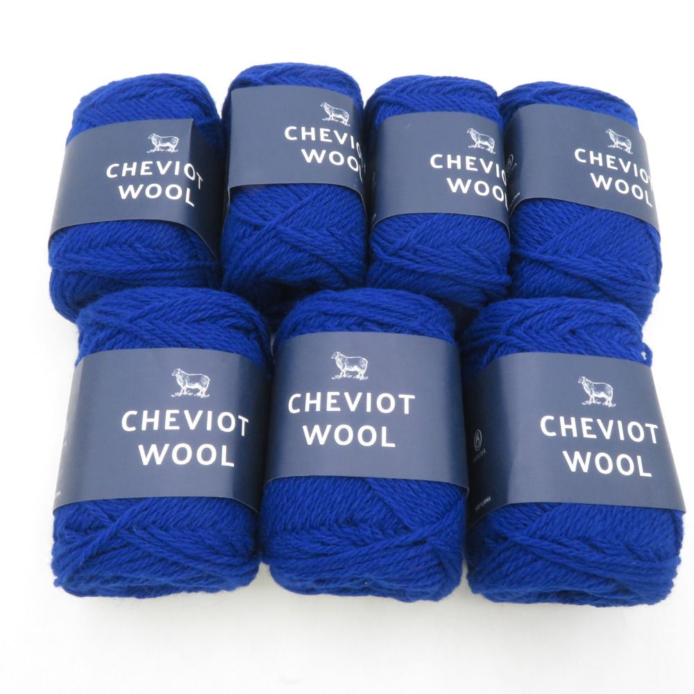 DARUMA ダルマ 毛糸 チェビオットウール 7玉セット 4番色 ディープブルー 1玉50g 約92m ウール100% 日本製 横田 並太 秋冬 未使用品