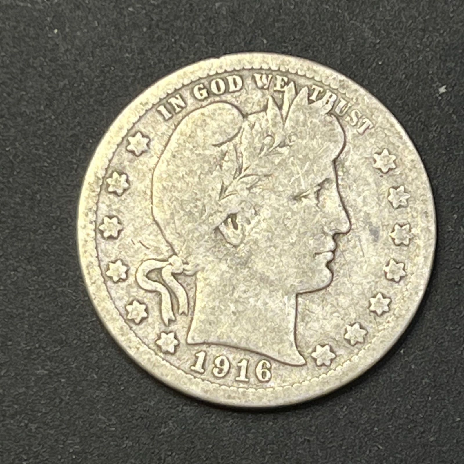 アメリカ銀貨】1916年 バーバークォーター 25セント銀貨 最終年号 銀90