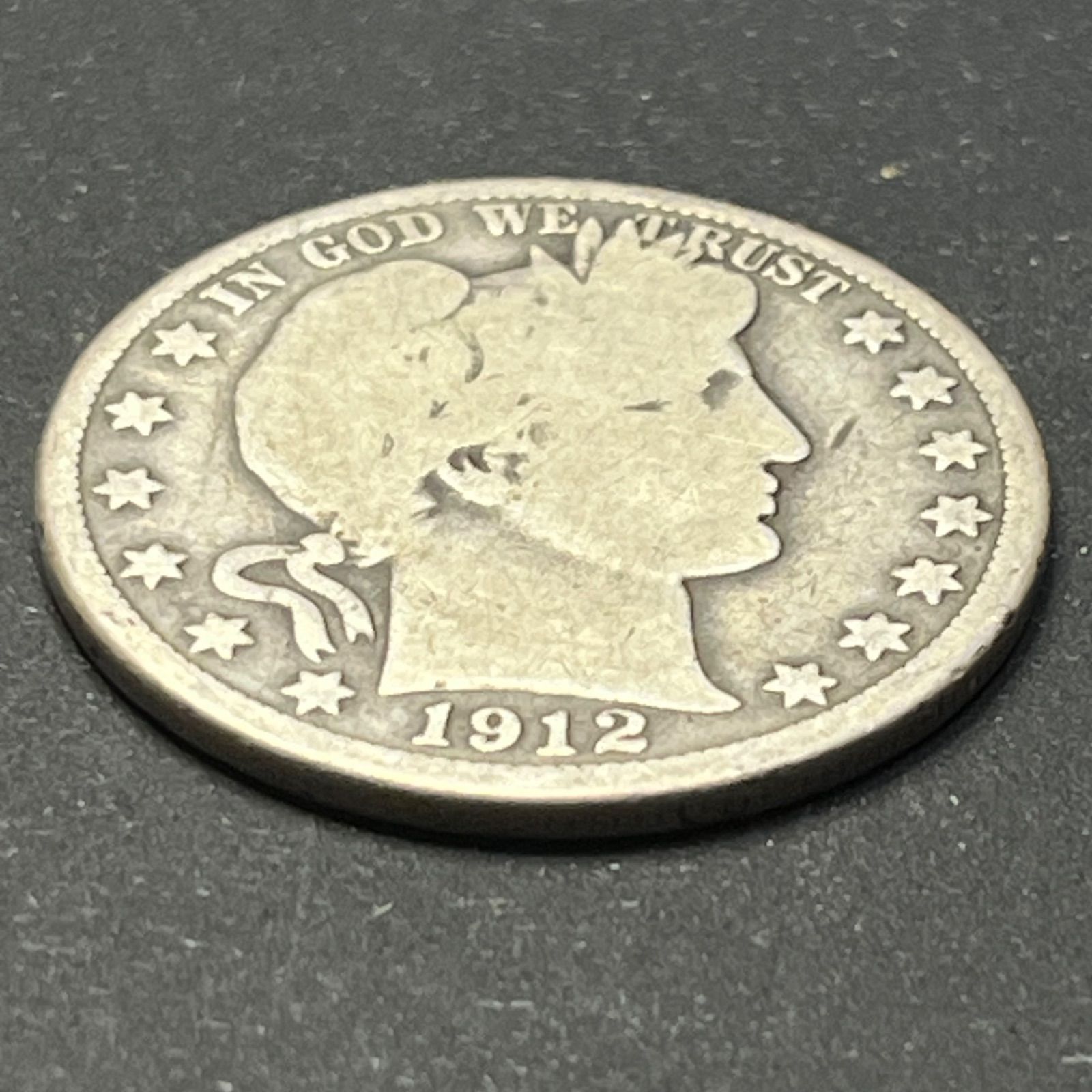 アメリカ銀貨】1912年D バーバーハーフダラー 50セント銀貨 銀90％ USA