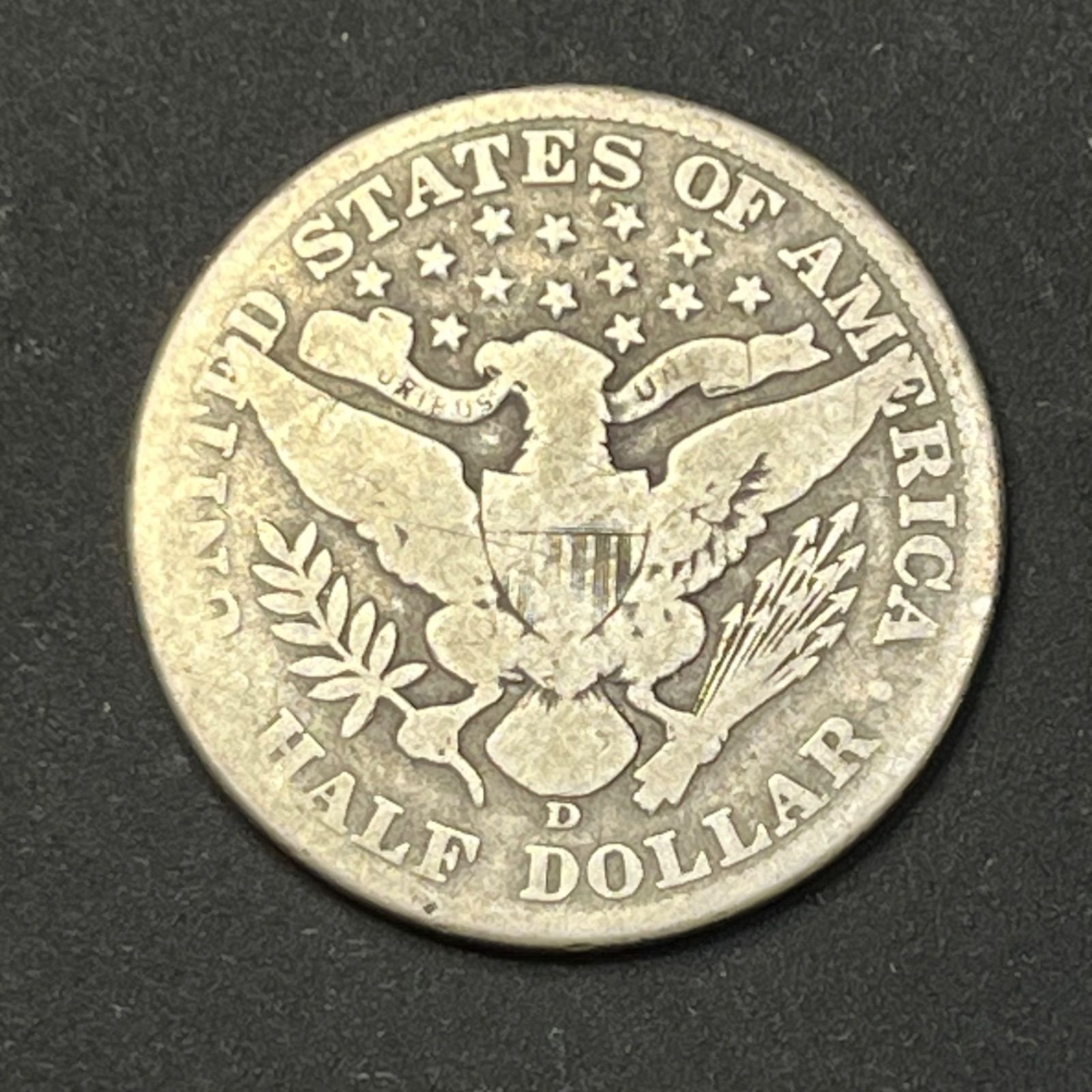 アメリカ銀貨】1912年D バーバーハーフダラー 50セント銀貨 銀90％ USA