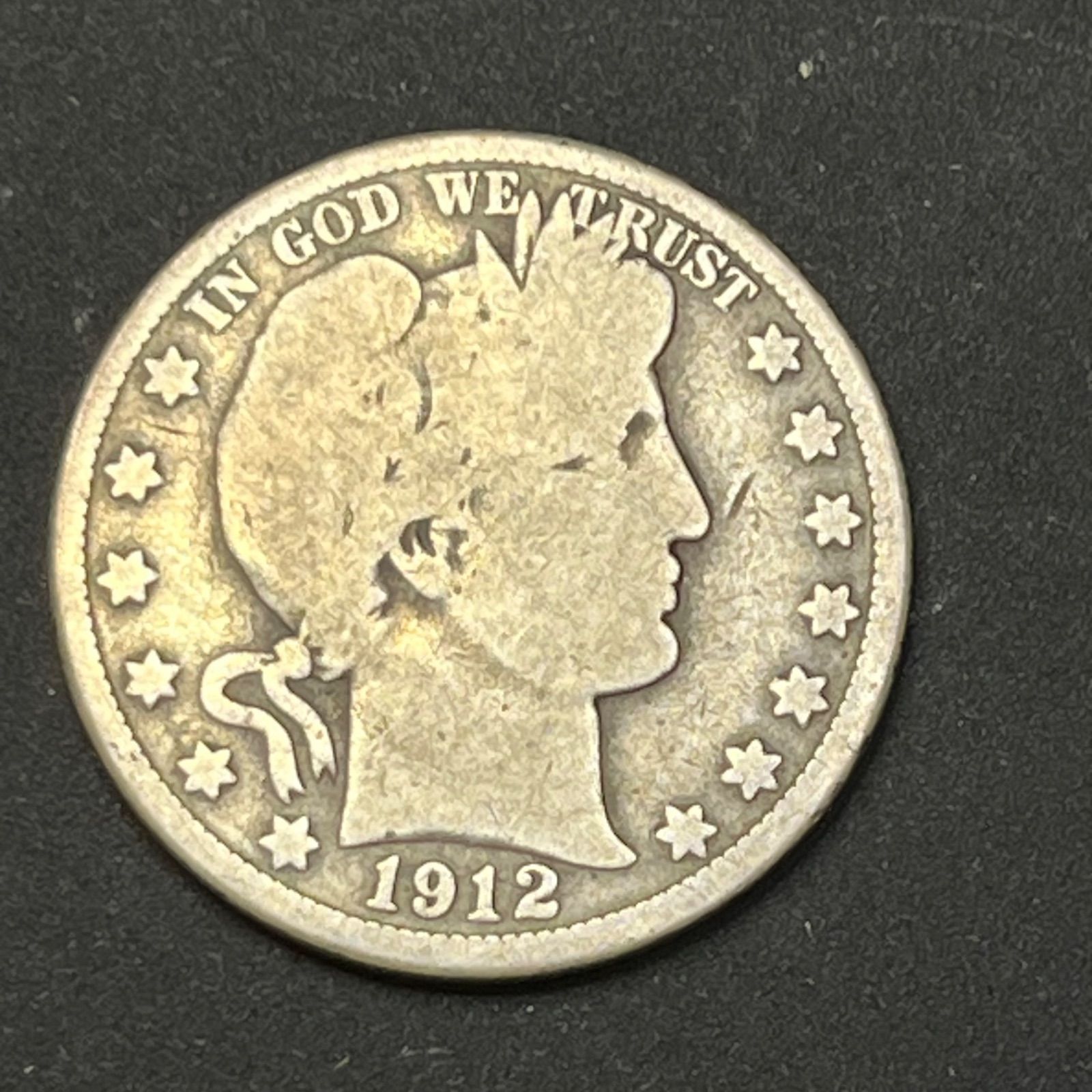 アメリカ銀貨】1912年D バーバーハーフダラー 50セント銀貨 銀90％ USA