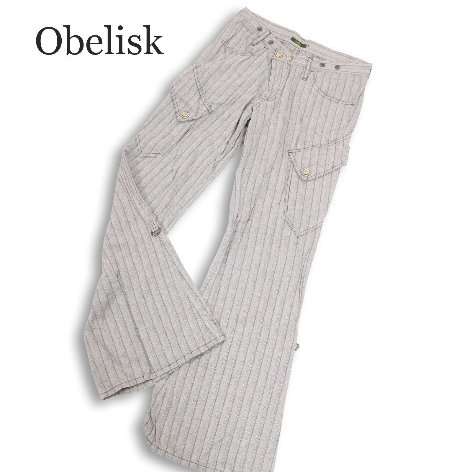 パンツ Y2K 00s☆ Obelisk オベリスク ヘリンボン ストライプ☆ フレア 