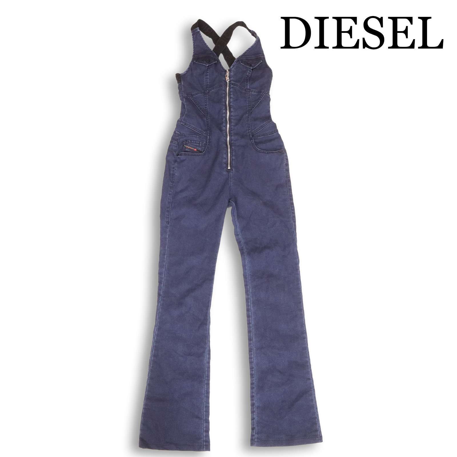 Dieselジョグサロペットxs DIESEL ディーゼル フロントジップ♪ スウェット デニム ジョグ