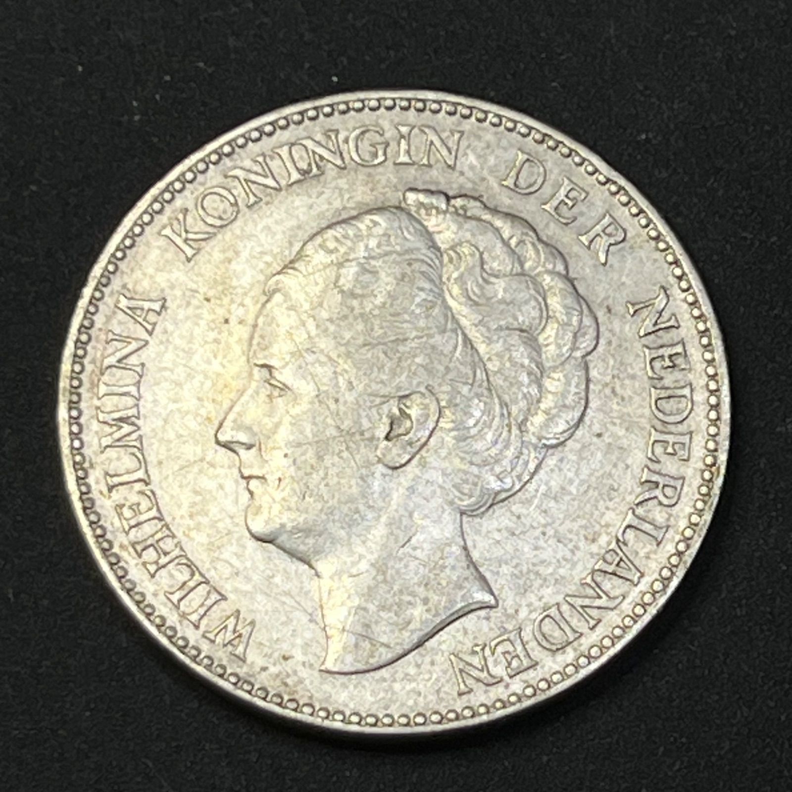 銀含有】1931年 オランダ 1グルデン銀貨 ウィルヘルミナ女王 0.720銀
