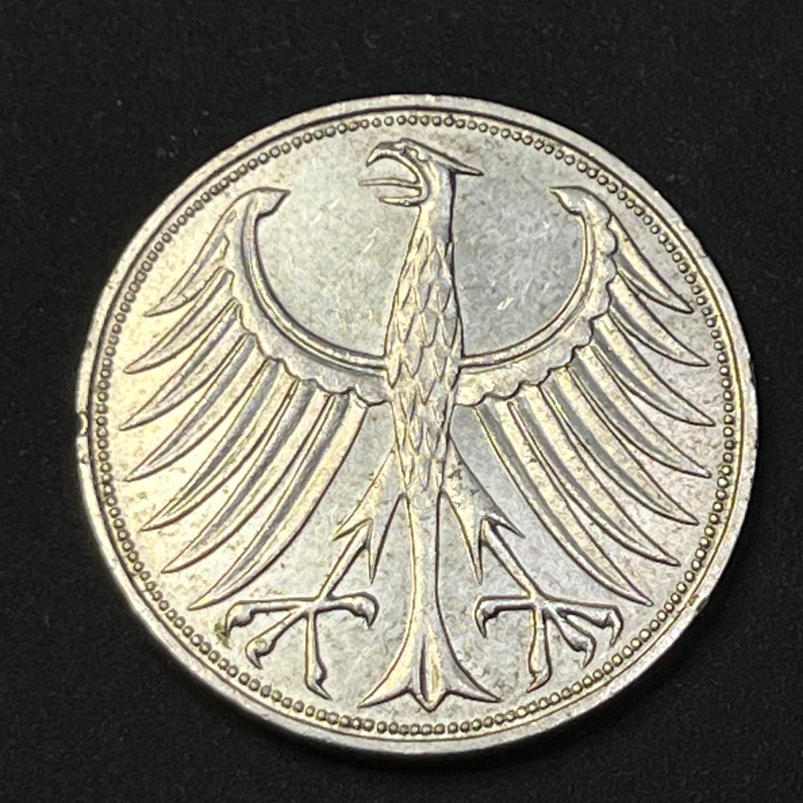 銀含有】1972年 西ドイツ 5マルク銀貨 0.625銀 鷲紋章 29mm ヨーロッパ