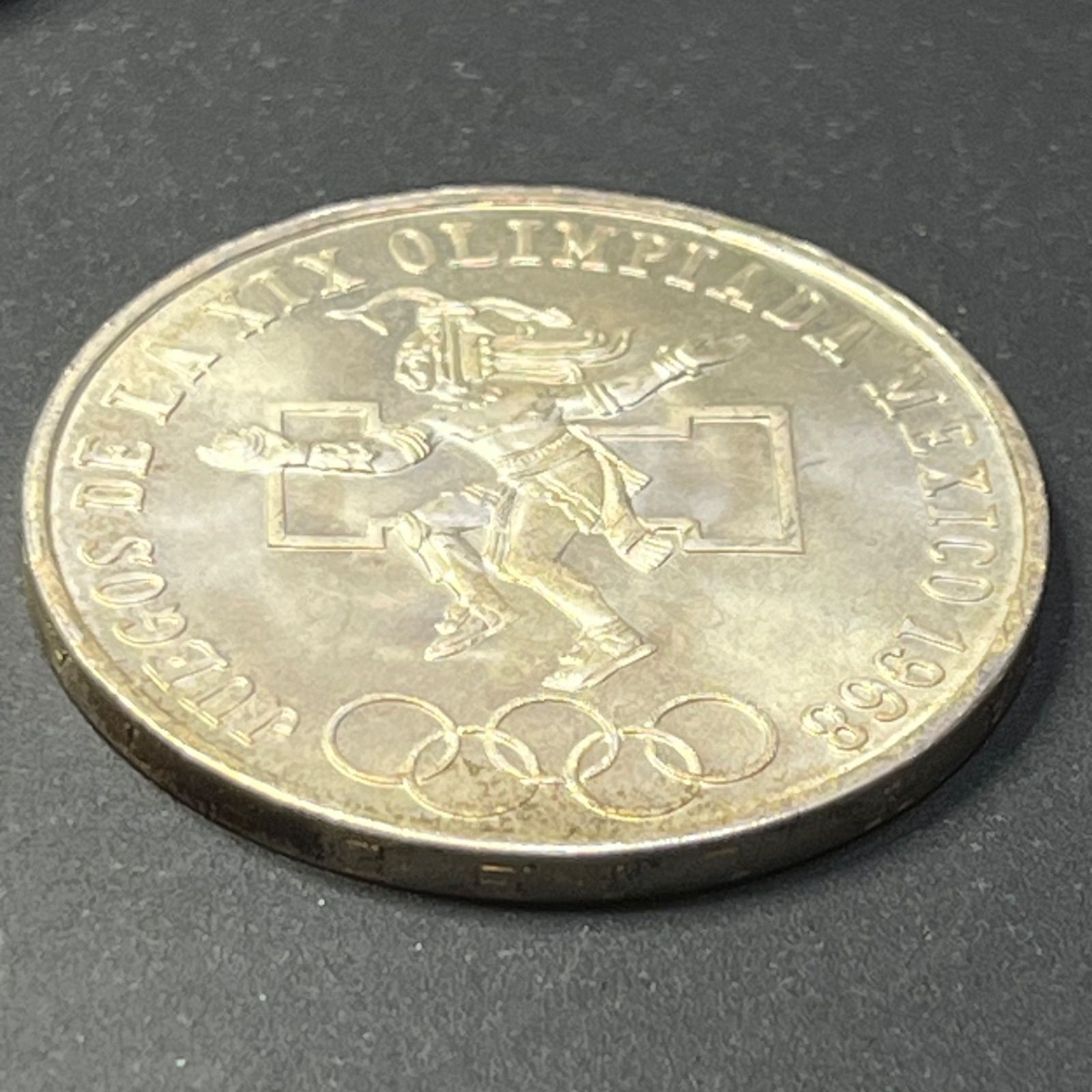 未使用級1968年メキシコ五輪記念 月桂戦士x五輪72%銀大型記念銀貨 未使用級】1968年 メキシコ 25ペソ銀貨 メキシコ五輪記念 月桂戦士