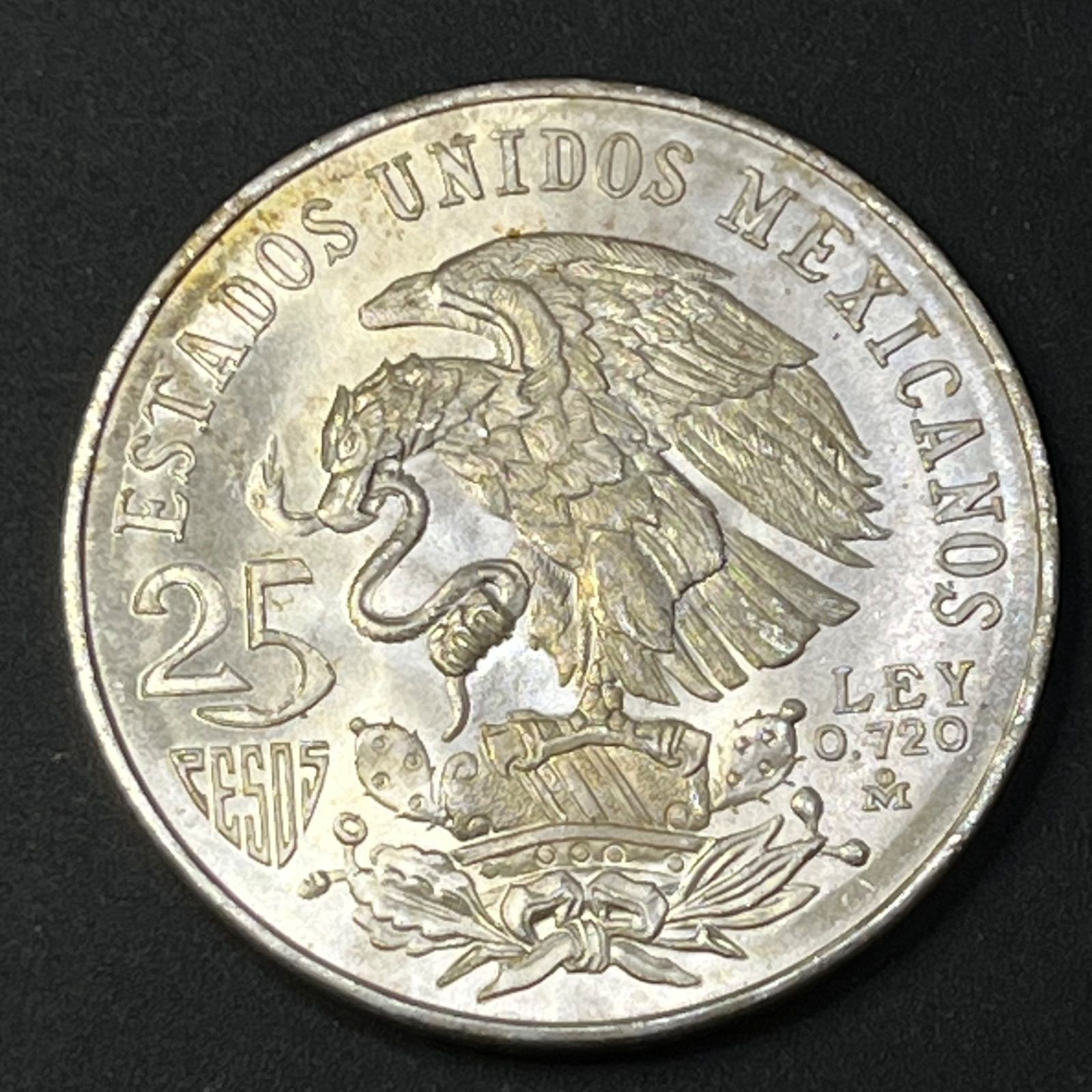 未使用級】1968年 メキシコ 25ペソ銀貨 メキシコ五輪記念 月桂戦士