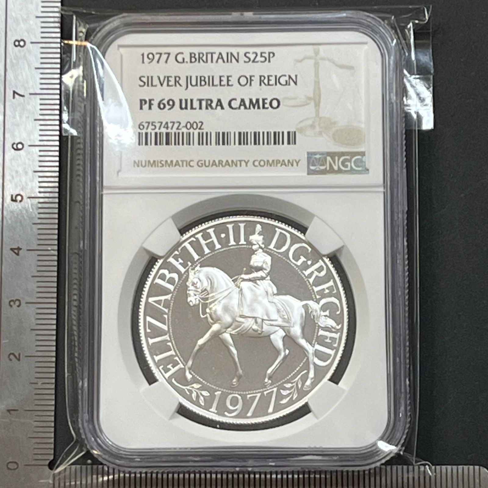 NGC PF69UC】1977年 英国 25ペンス銀貨 シルバージュビリー エリザベス 