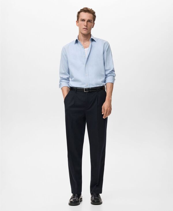 マンゴ メンズ トップス シャツ コットン MANGO Mens Regular Cotton Shirt Sky Blue ブルー