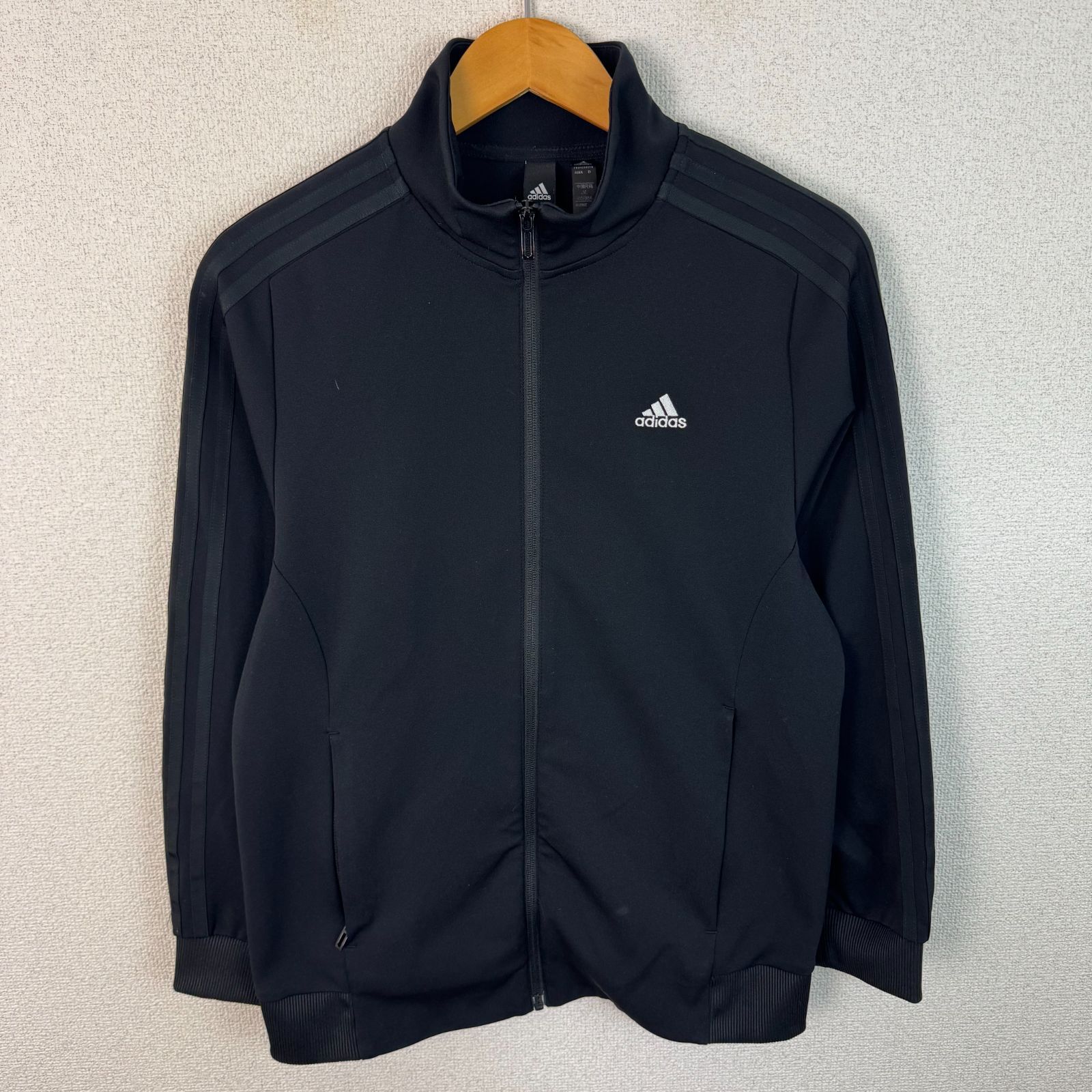 adidas アディダス トラックジャケット ロゴ刺繍 フルジップ ブラック