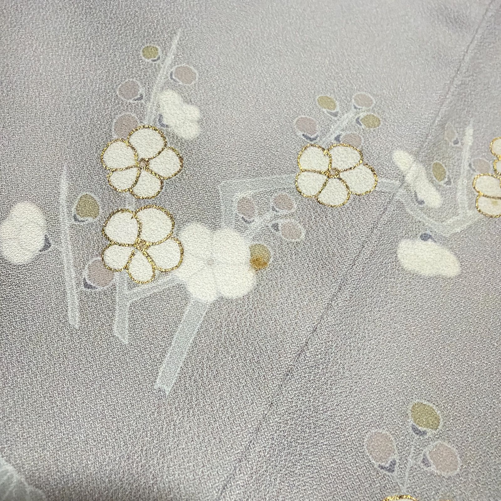 千總 訪問着 正絹 フルセット 金駒刺繍 薄グレー - メルカリ