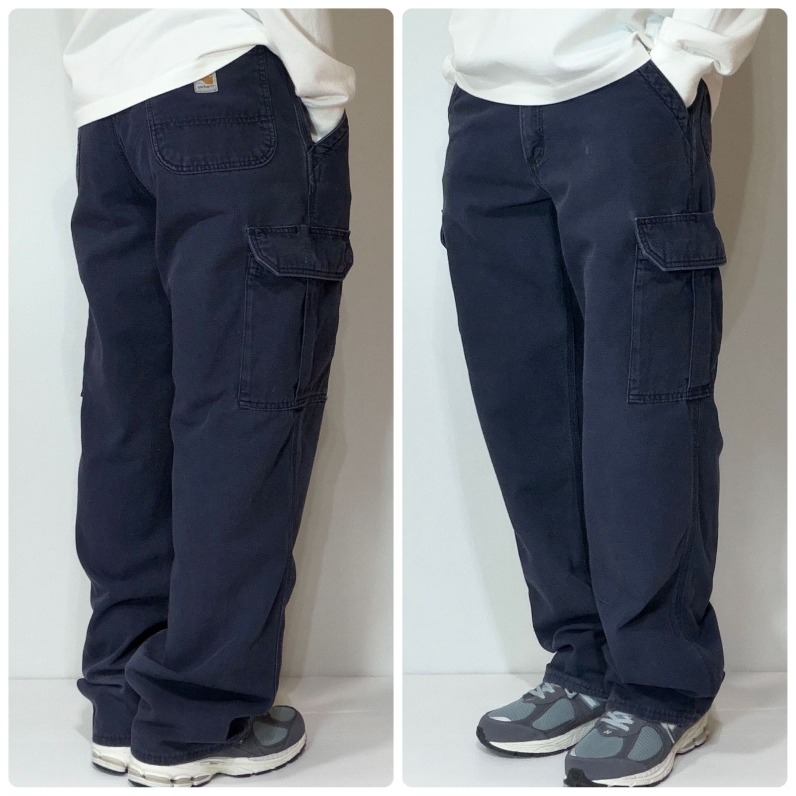 中古古着 Carhartt カーゴパンツ ダークブルーw38l30 Carhartt ワーク 