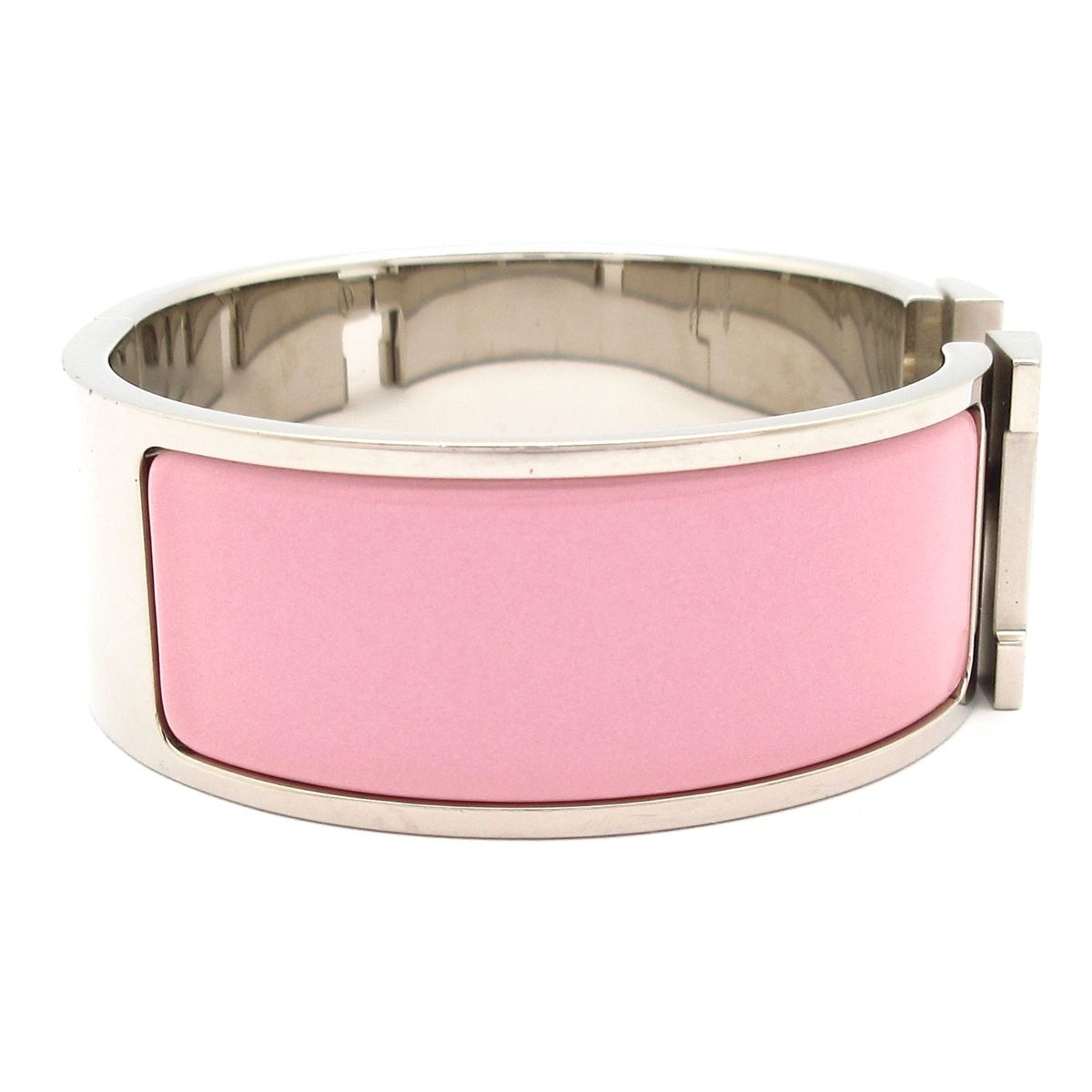 HERMES(エルメス) バングル美品 クリック・クラックH シルバー×ピンク 