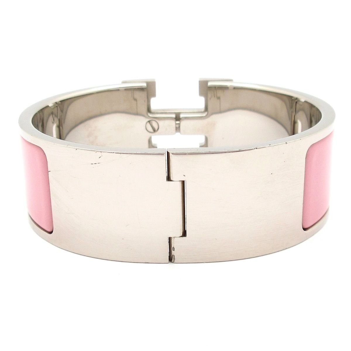 HERMES(エルメス) バングル美品 クリック・クラックH シルバー×ピンク 