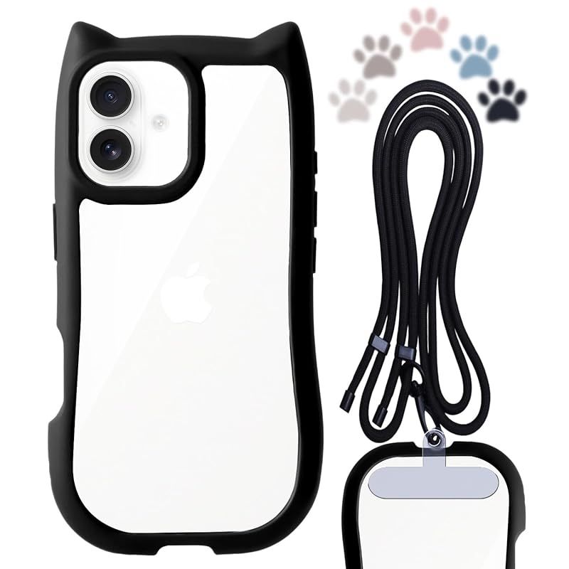 【新品】 LIISEA ケース iphone 17 用の ケース 可愛い 猫耳 ショルダー スマホケース17 ストラップ 付き アイフォン17に適合 耐衝撃 クリア ねこみみ 可愛い 透明 黄変防止 アイホン17との互換性があり かわいい カバー 韓国 1 0