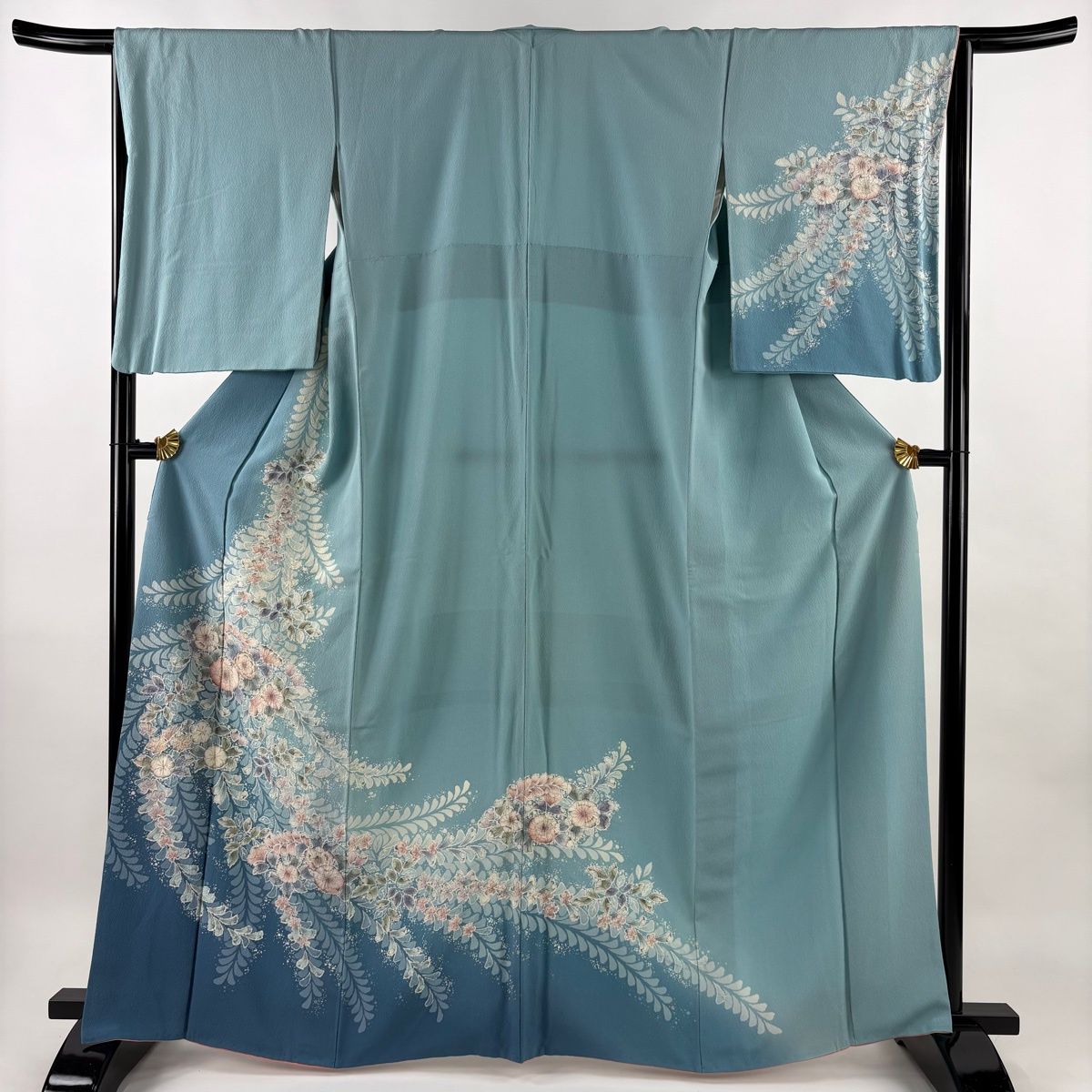 訪問着 身丈165.5cm 裄丈65.5cm M 袷 辻が花 染め分け ぼかし 水色