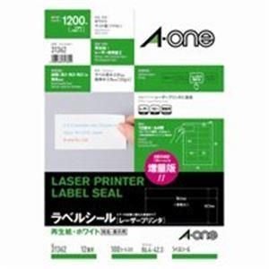 エーワン レーザープリンター用ラベルシール/宛名シール 〔A4/12面 100枚〕 再生紙 31362