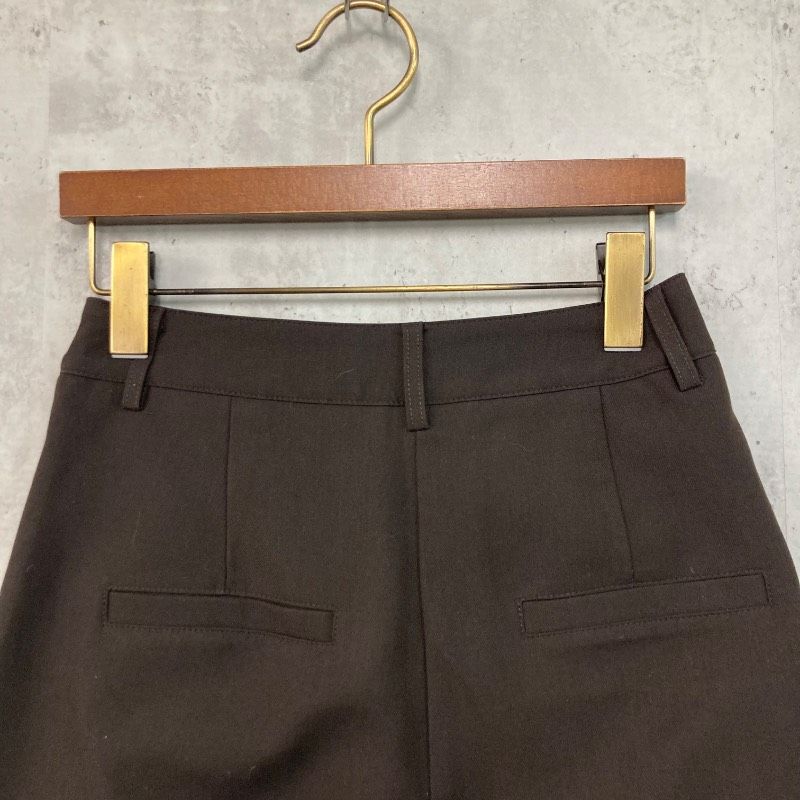 HiNT ヒント ブラウン テーパードパンツ センタープレス タック入り