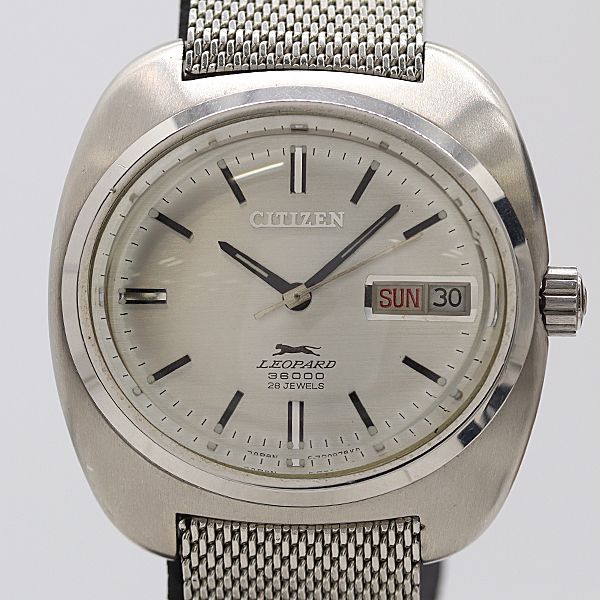 稼働 シチズン レオパード 36000 4-720326TA AT|自動巻 シルバー文字盤 メンズ腕時計 0024200 2BJT ABC19050 KMT
