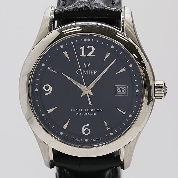 新品同様 保/箱付 稼働 シミエール ラウンド 3針 2497 421/777 AT/自動巻 ブラック文字盤 メンズ腕時計 3546400 2DIT KMT ABC19002