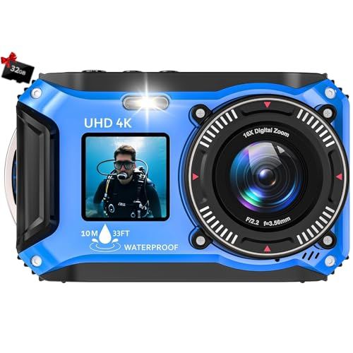 水中カメラ 4K録画 防水カメラ 64MP 10M 防水 デジカメ デュアル