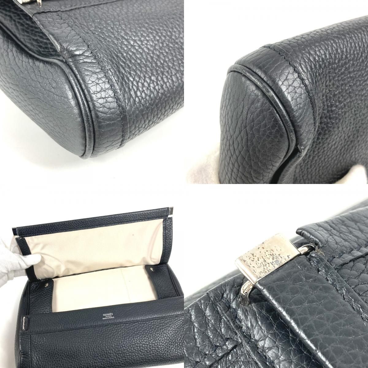 HERMES エルメス クラッチバッグ エクイ レザー ブラック - メルカリ