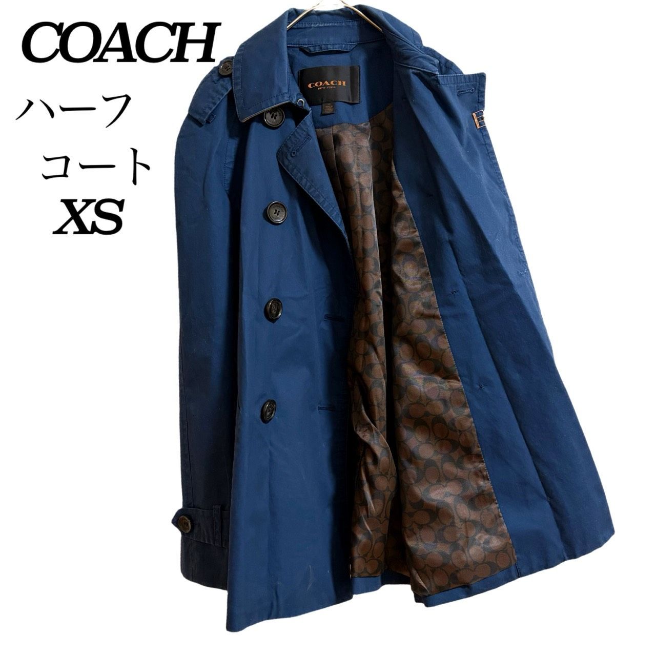 新品・未使用｜春先に COACH ネイビー スプリングコート 良品✤【COACH／コーチ】ハーフ トレンチコート／スプリングコート
