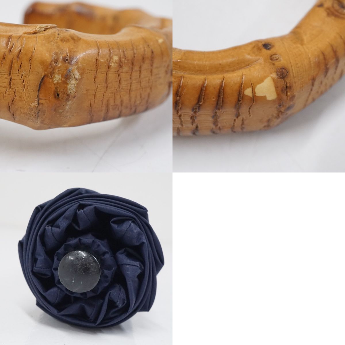 完全遮光折日傘 芦屋ロサブラン USED品 2段折ミドル コンビ ネイビー