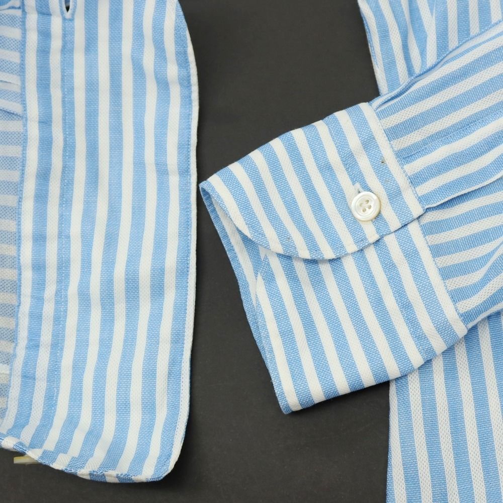 中古】フィナモレ Finamore コットン ストライプ ホリゾンタルカラー