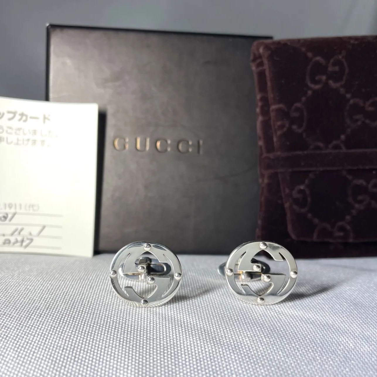 美品 グッチ インターロッキングG GG スタッズデザインロゴ SV925カフス 美品 希少 GUCCI グッチ インターロッキングG GG スタッズデザインロゴ
