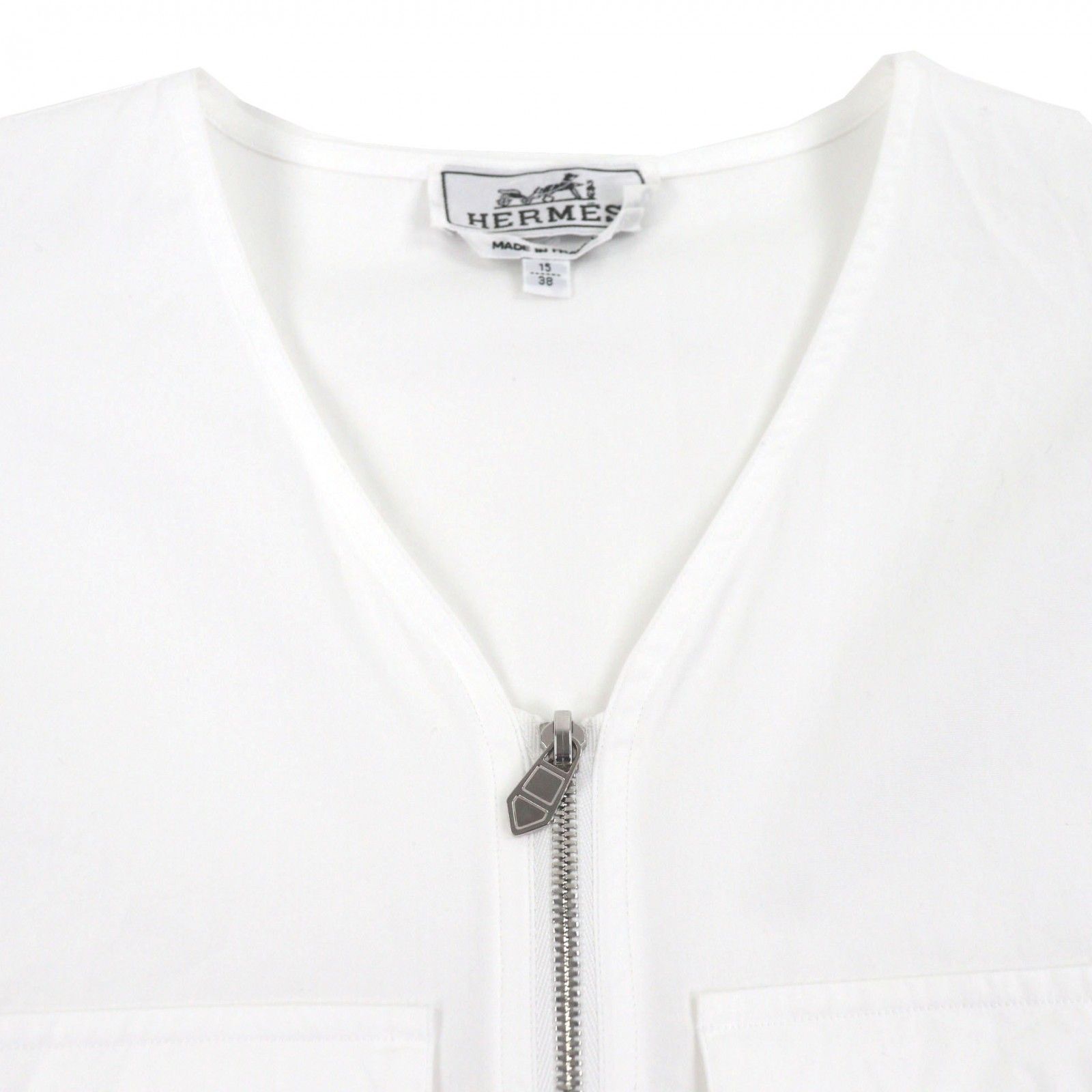 極美品▽HERMES エルメス 22SS コットン ハーフジップ ノーカラー