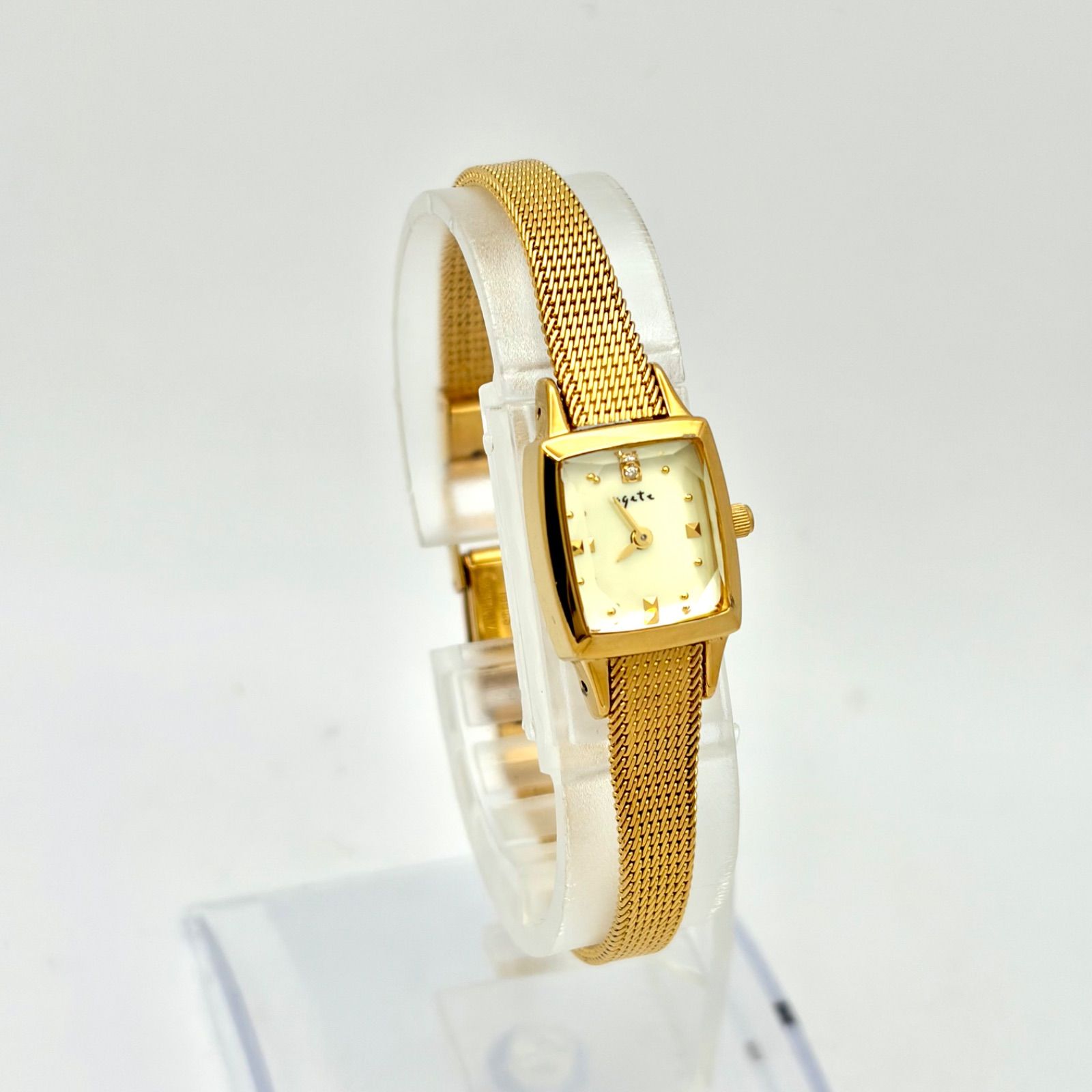美品/新品電池】agete アガット 1Pダイヤ レディース 腕時計 カット