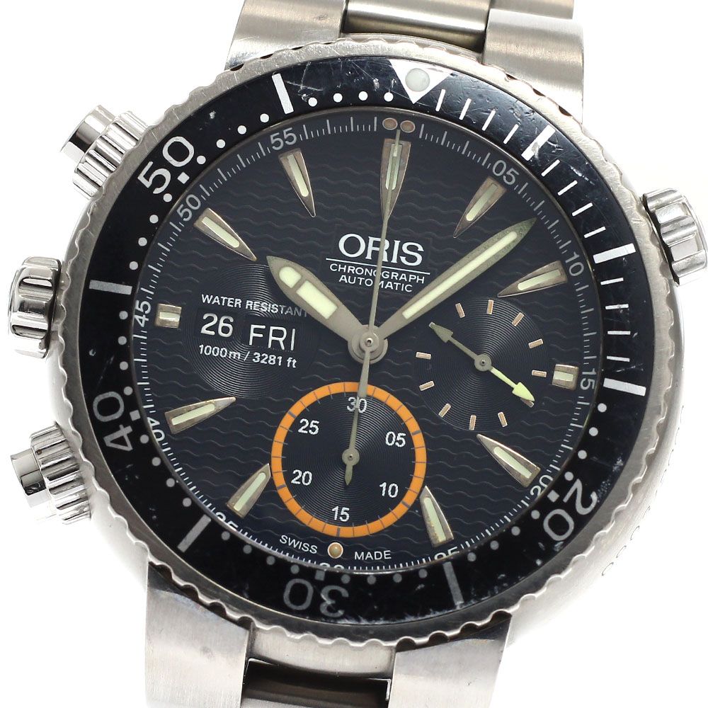 オリス ORIS 7598 ダイバーズ クロノグラフ カルロス コステ 自動巻き メンズ 保証書付き_932768